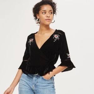 Topshop black wrap top